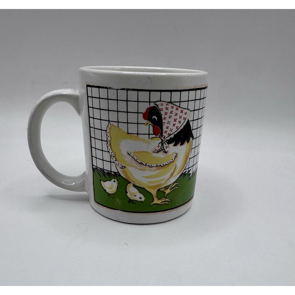 Vintage Chicken Hen Mug Farmhouse Country Kitchen Coffee Cup Chicks